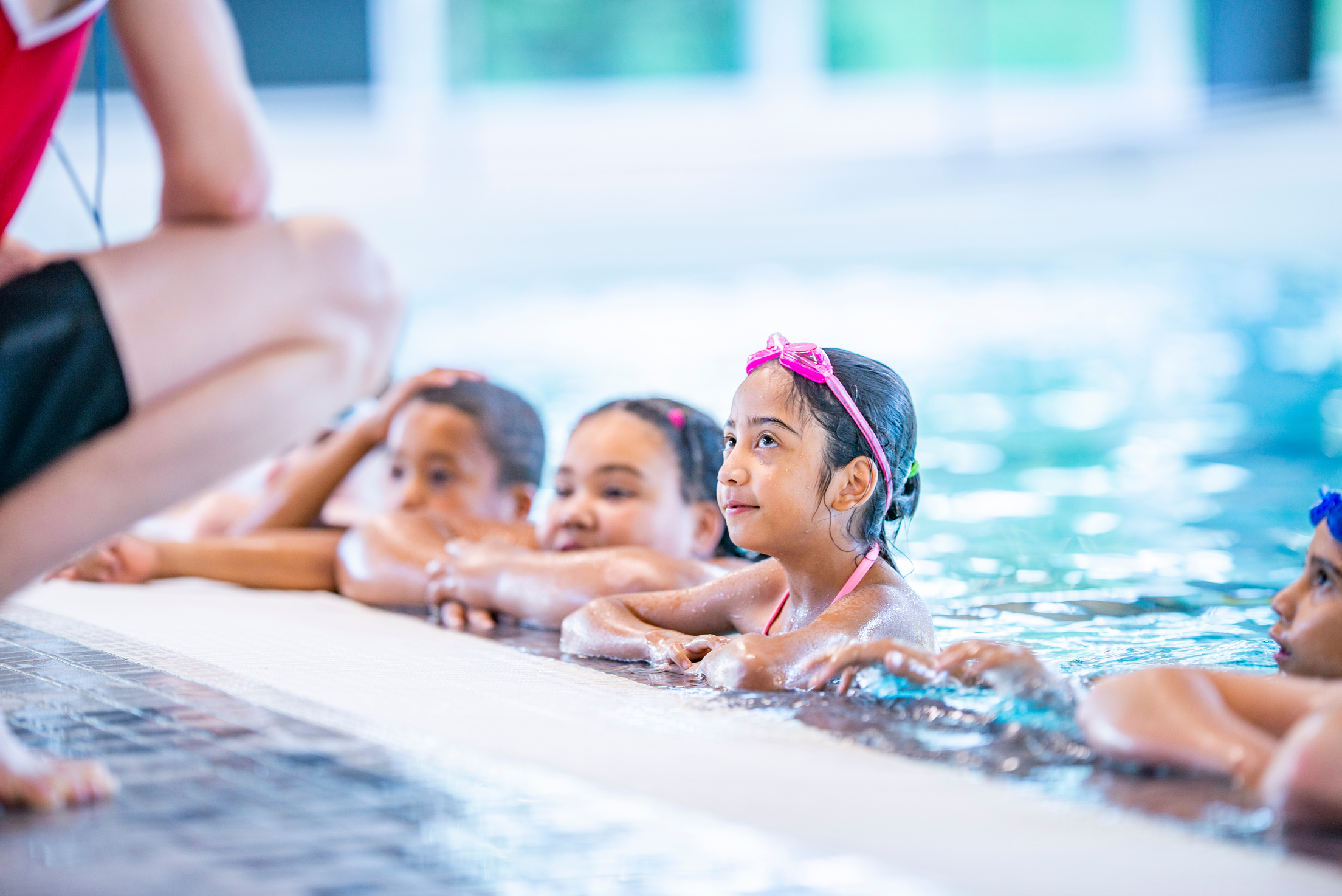 Kids Listening To Swimming Teacher